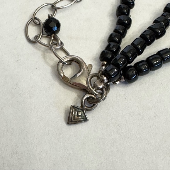 SILPADA Triple 3 Strand Black Glass Beads & Sterling Silver Beads Necklace - Picture 9 of 16